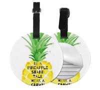 Be A Pineapple Print Round Luggage Tag 10 Cm, Pu Leather Suitcase Label, Luggage Tags for Cruise Ships Suitcase Tags Beach Malibu Print Privacy Cover Id Label