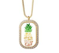 Be a PineFruit Stand Tall Quote Necklace Pendant Diamond Crystal Golden Jewelry