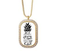 Be a PineFruit Stand Tall Sweet Quote Necklace Pendant Diamond Crystal Golden Jewelry