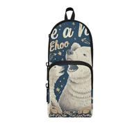 Be A Voice White Bear Nylon 3 Compartments Pencil Bag For Teen Big Capacity Pencil Cases For Teen Girls School Stationery for School supplies