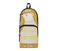 Be A Voice White Bear Nylon 3 Compartments Teen Pencil Bag study&multifunctional Pencil Case Organizer Stationery Bag for High School