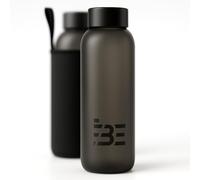 Be-Active Frosted Glass Water Bottle with Times to Drink - Borosilicate Glass - Motivational bottles - BPA Free 1 Litre