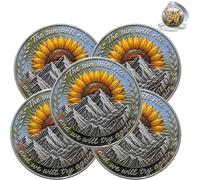 Be Alright Sunflower Challenge Coin - "The Sun Will Rise and We Will Try Again" Motivational Coin, Inspirational Collectible Token, Meaningful Encouragement Gift for Friends, Family (5PCS)