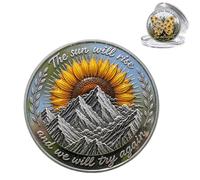 Be Alright Sunflower Challenge Coin - "The Sun Will Rise and We Will Try Again" Motivational Coin, Inspirational Collectible Token, Meaningful Encouragement Gift for Friends, Family (1PC)