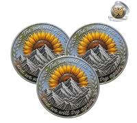 Be Alright Sunflower Challenge Coin - "The Sun Will Rise and We Will Try Again" Motivational Coin, Inspirational Collectible Token, Meaningful Encouragement Gift for Friends, Family (3PCS)