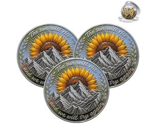 Be Alright Sunflower Challenge Coin - "The Sun Will Rise and We Will Try Again" Motivational Coin, Inspirational Collectible Token, Meaningful Encouragement Gift for Friends, Family (3PCS)