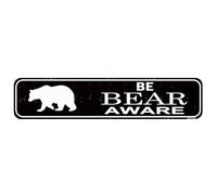 Be Bear Aware Sign 16x4 Inch Bear Safety Metal Sign - Rustic Outdoor Warning Sign for Hiking Trails, National Forests & Campgrounds