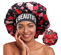 BE BEAUTIFUL EXTENSIONS Discover Premium Silk Satin Sleeping Bonnets Designed for Hair Protection, Moisture Retention, and All-Night Comfort. Keep Your Hair Healthy and frizz-Free-Black, Black, Large