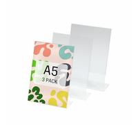 Be!Board SY112 Sign Holder, slanted, for A5, single-sided presentation, acrylic, clear, 3 Pieces