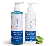 Be Bodywise Body Acne Reduction Kit with 1% Salicylic Acid Body Wash & 10% Niacinamide Hydrating Face & Body Lotion Prevents Body Acne, Exfoliates & Promotes Glowing Skin Pack of 2 450 ml (Pack of 1)