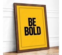 Be Bold Typography Framed Wall Art Print A4 (29.7×21cm) Walnut, Wall Decor for Living Room, Bedroom, Office & Home, Ready to Hang, Art Gift