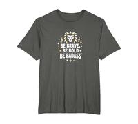 Be Brave, Be Bold, Be Badass - Lion Inspiration T-Shirt, Men's Big and Tall, Asphalt, 6X Tall