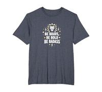 Be Brave, Be Bold, Be Badass - Lion Inspiration T-Shirt, Men's Big and Tall, Heather Blue, 6X Tall