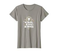 Be Brave, Be Bold, Be Badass - Lion Inspiration T-Shirt, Women, Slate, XL