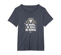 Be Brave, Be Bold, Be Badass - Lion Inspiration T-Shirt, Women's Plus, Heather Blue, 6X
