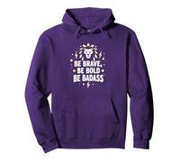 Be Brave, Be Bold, Be Badass - Lion Spirit Inspiration Pullover Hoodie, Adult Unisex, Purple, XX-Large