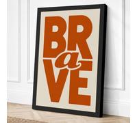 Be Brave Declared Typography Canvas Wall Art Print 36x24 Inch (91 x 61 cm)