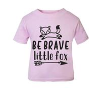 Be Brave Little Fox (Nordic Style) Statement [BBY5] Short Sleeve Cotton Toddler t Shirt, 3-4 Years, Pastel Pink