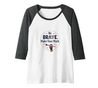 Be Brave Make Your Mark Inspirational Artist Motto Raglan Baseball Tee, Women, Dark Heather/White, XL