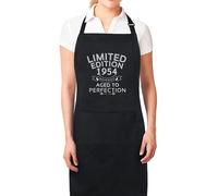Be Buz 70th Birthday Gifts - Limited Edition “Aged to Perfection” Apron Kitchen Apron Gift for Him Her Aprons for Mens Dad Apron Chef Apron Kitchen Apron BBQ Apron Father Day Gift Black Apron
