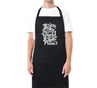 Be Buz Bake The World A Better Place Funny Aprons for men Printed Apron Gift for Her Chef Apron Kitchen Apron BBQ Apron Gift Baking Apron Father Day Gift