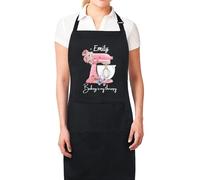 Be Buz Baking Is My Therapy Personalised Baking Apron with Watercolor Flowers, Custom Baking Apron with Adjustable Straps, Gift for Him Her, Aprons for Women Mother, Christmas (Pink)