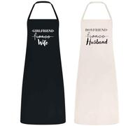 Be Buz Couple Apron Set Funny Cooking Aprons for Couples Wedding Gift for Newlyweds Cotton Material Black and Natural Matching Kitchen Aprons Girlfriend Boyfriend Fiancé Husband Wife