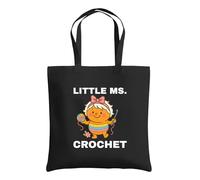 Be Buz Crochet Tote Bag, Cotton Shopping Bag for Yarn and Crafts, Groceries and Everyday Use Reusable Tote (Black)