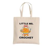 Be Buz Crochet Tote Bag, Cotton Shopping Bag for Yarn and Crafts, Groceries and Everyday Use Reusable Tote (Natural)