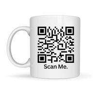 Be Buz Custom QR Code Mug - Personalized Ceramic Coffee Cup with QR Code, 11oz Mug for Business Branding, Office Promotion and Client Gifts
