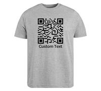 Be Buz Custom QR Code T-Shirt Personalized Customizable Tee Design Your Own Shirt for Men and Women (UK, Alpha, L, Regular, Regular, Grey)