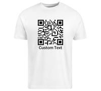Be Buz Custom QR Code T-Shirt Personalized Customizable Tee Design Your Own Shirt for Men and Women (UK, Alpha, L, Regular, Regular, White)