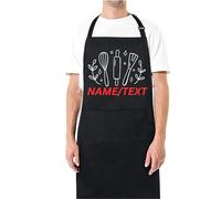 Be Buz Customise Any Text Any Photo Any Colour Printed Apron For Kitchen BBQ grill chef Aprons for Men Women Create Personalised Apron with Pockets Custom Apron gift for Him Her (Design 4)