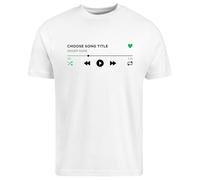 Be Buz Customizable Song Playlist T-Shirt Personalized Music Tee with Your Favorite Song and Singer Gift for Music Lovers (UK, Alpha, XL, Regular, Regular, White)