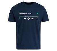 Be Buz Customizable Song Playlist T-Shirt Personalized Music Tee with Your Favorite Song and Singer Gift for Music Lovers (UK, Alpha, L, Regular, Regular, Navy Blue)