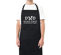 Be Buz Dad Head Chef Apron Personalised Dad Apron with Family Name Gift for Him Aprons for Mens Dad Apron Chef Kitchen Apron BBQ Grill Cooking Apron Father Day Gift Black Apron with two pockets