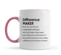 Be Buz Difference Maker Coffee Mug - Inspirational Definition Gift - 11oz Ceramic Motivational Cup for Teacher, Mentor, Leader, Coach (Pink Rim and Handle)