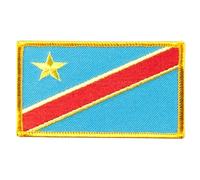 Be Buz Embroidered International Flag Patch Iron On Sew On Large Badge for Jackets Backpacks Uniforms Clothing 11cm x 18cm (Democratic Republic)