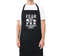 Be Buz Fear The Bearded Chef Funny Aprons for Men Printed Apron Gift for Him Chef Apron Kitchen Apron BBQ Apron Gift Baking Apron Father Day Gift