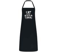 Be Buz Funny Hot Stuff Coming Through Apron Multicolor Unisex Cooking Apron Chef, Waiter and Waitress Gift for Him or Her Wedding BBQ Kitchen Use (Black)