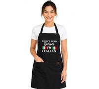 Be Buz Funny Italian Apron for Men and Women - I Don't Need Recipes I'm Italian Cooking Apron, Adjustable Black Chef Apron with 2 Front Pockets, BBQ Kitchen Baking Grill Gift