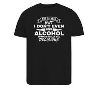 Be Buz Funny Sarcastic T-Shirt, Not to Brag But I Don't Need Alcohol to Make Bad Decisions Casual Party Shirt for Men and Women (UK, Alpha, M, Regular, Regular, Black)