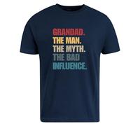 Be Buz Grandad The Man Myth Bad Influence T-Shirt, Funny Grandad Birthday Gift Father's Day T Shirt (UK, Alpha, L, Regular, Regular, Navy Blue)