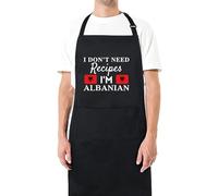 Be Buz I Don't Need Recipes, I'm Albanian - Adjustable Long Apron with Two Pockets Funny Kitchen Apron for Cooking Baking and BBQ gift for him her