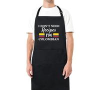 Be Buz I Don't Need Recipes, I'm Colombian Adjustable Long Apron with two Pockets Chefs Home Cooks Baking Cooking Kitchen Grilling and BBQ Apron gift for him her