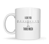 Be Buz I Love You This Much Funny Coffee Mug 11oz White Ceramic Tea Cup Romantic Stick Figure Love Gift for Couples