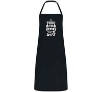 Be Buz I Tried to Retire, Now I Work for My Wife Apron Funny Multicolor BBQ and Cooking Apron Retirement Gift for Husband Dad and Men (Black)