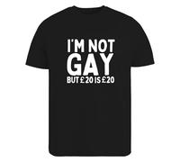Be Buz I'm Not Gay But 20£ is 20£ T-Shirt Gay Pride Funny Joke Rude Cotton T-Shirt (UK, Alpha, XL, Regular, Regular, Black)