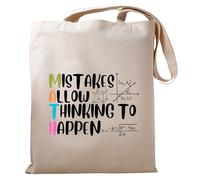 Be Buz Mistakes Allow Thinking to Happen Tote Bag - Geometry Design Funny Math Lover Tote Bag funny tote bag Reusable Bag for Teachers, Students, and Math Enthusiasts