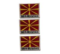Be Buz National Country Flag Iron On Patch, Set of 3, Embroidered Fabric Applique, 7cm x 5cm, Rectangular, United Kingdom Theme, for Jackets, Bags, Hats and Crafts (North Macedonia)